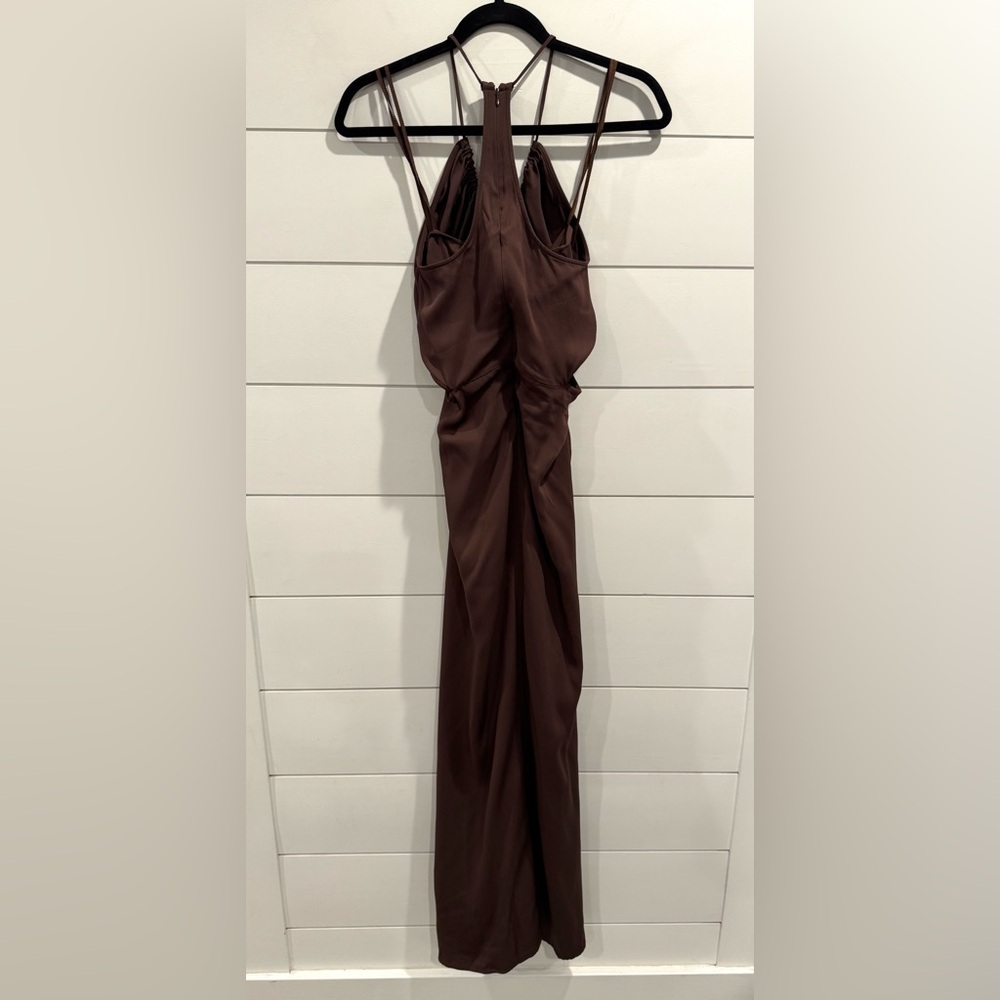 NWT Christopher Esber brown Multi-Panel Disconnect halter dress - Picture 8 of 10